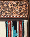 Hand Tooled Saddle Blanket Genuine Leather women bag western handbag purse