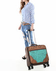American Darling Travel Case Hand Tooled Crocodile embossed Genuine Leather women bag western handbag purse