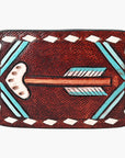 AMERICAN DARLING Floral Hand Carved Painted Belt Buckle Genuine Leather Covered Stylish Buckle