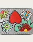 AMERICAN DARLING Floral Hand Carved Painted Belt Buckle Genuine Leather Covered Stylish Buckle