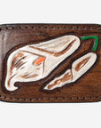AMERICAN DARLING Floral Hand Carved Painted Belt Buckle Genuine Leather Covered Stylish Buckle