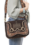 American Darling Hand Tooled Genuine Leather Crossbody Bag
