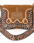 American Darling Hand Tooled Genuine Leather Crossbody Bag