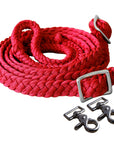1" X 8Ft Hilason Braided Poly Barrel Horse Racing Reins Flat Grip Knots W/ Snaps