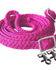 1" X 8Ft Hilason Braided Poly Barrel Horse Racing Reins Flat Grip Knots W/ Snaps