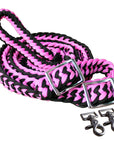 1" X 8Ft Hilason Braided Poly Barrel Horse Racing Reins Flat Grip Knots W/ Snaps