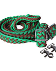 1" X 8Ft Hilason Braided Poly Barrel Horse Racing Reins Flat Grip Knots W/ Snaps