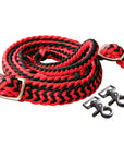 1" X 8Ft Hilason Braided Poly Barrel Horse Racing Reins Flat Grip Knots W/ Snaps