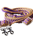 1" X 8Ft Hilason Braided Poly Barrel Horse Racing Reins Flat Grip Knots W/ Snaps