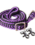 1" X 8Ft Hilason Braided Poly Barrel Horse Racing Reins Flat Grip Knots W/ Snaps
