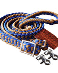 1" X 8Ft Hilason Braided Poly Barrel Horse Racing Reins Flat Grip Knots W/ Snaps