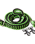 1" X 8Ft Hilason Braided Poly Barrel Horse Racing Reins Flat Grip Knots W/ Snaps