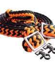 1" X 8Ft Hilason Braided Poly Barrel Horse Racing Reins Flat Grip Knots W/ Snaps