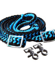 1" X 8Ft Hilason Braided Poly Barrel Horse Racing Reins Flat Grip Knots W/ Snaps