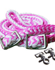 1" X 8Ft Hilason Braided Poly Barrel Horse Racing Reins Flat Grip Knots W/ Snaps