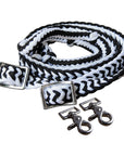 1" X 8Ft Hilason Braided Poly Barrel Horse Racing Reins Flat Grip Knots W/ Snaps