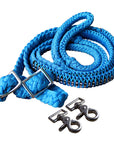 1" X 8Ft Hilason Braided Poly Horse Barrel Reins Flat Grip Knots Crystal W/ Snaps