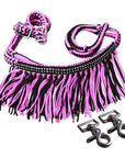 1" X 8Ft Hilason Braided Barrel Horse Racing Reins Knots Fringe Crystal W/ Snaps