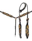 AMERICAN DARLING Western Horse One Ear Headstall Breast Collar Set Leather