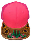 American Darling Men Women Adjustable Cap With Leather On Visor Red