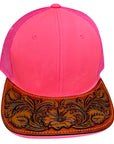 American Darling Men Women Adjustable Cap With Leather On Visor Red