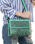 American Darling Crossbody Beautifully Hand Tooled Genuine Leather Western Women Bag Handbag Purse |