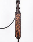 Bar H Equine Western Leather Headstall & Breast Collar Floral Dark Brown