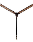 Bar H Equine Western Leather Headstall & Breast Collar Floral Dark Brown