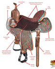 HILASON Flex Tree Western Horse Saddle in American Leather Barrel Trail | for Horses
