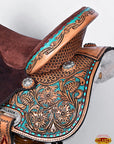 HILASON Flex Tree Western Horse Saddle in American Leather Barrel Trail | for Horses
