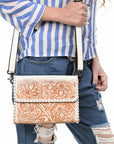 American Darling Crossbody Beautifully Hand Tooled Genuine Leather Western Women Bag Handbag Purse |