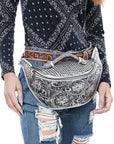 American Darling Fanny Pack Hand Tooled Genuine Western Leather Women Bag Handbag Purse |
