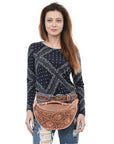 American Darling Fanny Pack Hand Tooled Genuine Western Leather Women Bag Handbag Purse |