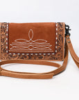 American Darling ADBG1653 Cross Body Hand Tooled Suede Genuine Western Leather Women Bag Western Handbag Purse