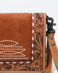 American Darling ADBG1653 Cross Body Hand Tooled Suede Genuine Western Leather Women Bag Western Handbag Purse