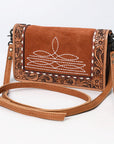 American Darling ADBG1653 Cross Body Hand Tooled Suede Genuine Western Leather Women Bag Western Handbag Purse