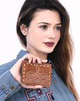 American Darling ADBG1655 Card-Holder Suede Genuine Western Leather Women and Men Zipper Pocket