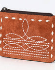 American Darling ADBG1655 Card-Holder Suede Genuine Western Leather Women and Men Zipper Pocket
