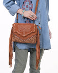 American Darling Cross Body Hand Tooled Suede Genuine Western Leather Women Bag Western Handbag Purse