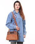 American Darling ADBG1658 Cross Body Hand Tooled Suede Genuine Western Leather Women Bag Western Handbag Purse
