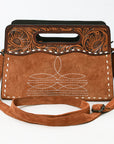 American Darling ADBG1658 Cross Body Hand Tooled Suede Genuine Western Leather Women Bag Western Handbag Purse