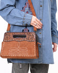 American Darling ADBG1658 Cross Body Hand Tooled Suede Genuine Western Leather Women Bag Western Handbag Purse