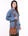American Darling ADBG1659 Cross Body Hand Tooled Suede Genuine Western Leather Women Bag Western Handbag Purse