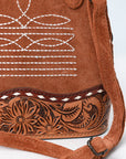 American Darling ADBG1659 Cross Body Hand Tooled Suede Genuine Western Leather Women Bag Western Handbag Purse