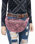American Darling Fanny Pack Hand Tooled Genuine Western Leather Women Bag Handbag Purse |