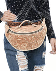 American Darling Fanny Pack Hand Tooled Genuine Western Leather Women Bag Handbag Purse |