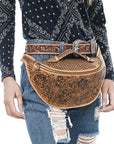 American Darling Fanny Pack Hand Tooled Genuine Western Leather Women Bag Handbag Purse |