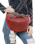 American Darling Fanny Pack Hand Tooled Genuine Western Leather Women Bag Handbag Purse |