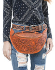 American Darling Fanny Pack Hand Tooled Genuine Western Leather Women Bag Handbag Purse |