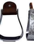 HILASON 3" Neck Western Aluminium Horse Stirrups Floral Engraved